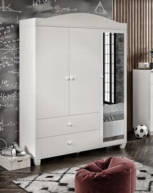 Resim Merlin Mobilya TORINO Aynalı 3 Kapaklı 2 Çekmeceli 8 Bölmeli Gardrop 