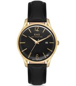 Resim Rms Zeitmeister Rms.1.ag1611.04 Kristal Camlı Deri Kordon Çelik Kasa 5 Atm Suya Dayanıklı Siyah Renk Erkek Kol Saati Altın 