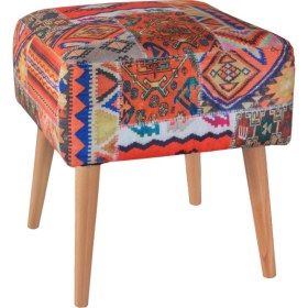 Resim Zeen Concept Praga Kare Puf Turuncu Kilim Desenli 