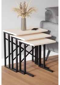 Resim Zg2 Metal Ayaklı Zigon Sehpa - Bej Zg2 - Bej 