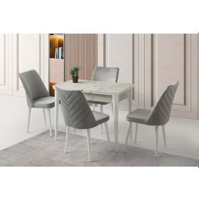 Resim Mobilgen Talia Sandalye 100+25 Kelebek Tekno Kenar Hg Açılabilir Masa Takımı Beyaz 