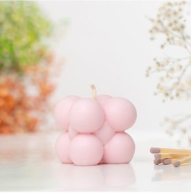 Resim Bubble Temalı Vegan Soya Mumu Pembe 