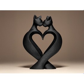 Resim Kedi Aşk Kalp Dekoru Carbon Malzeme 12cm 