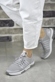 Resim BOUIS Kadın Gri Casual File Detaylı Esnek Triko Yumuşak Dayanıklı Kaydırmaz Mevsimlik Spor Ayakkabı 