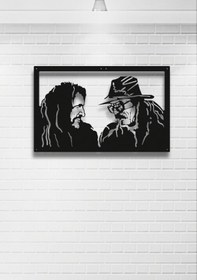 Resim Barış Manço Cem Karaca Portreli Çerçeveli Metal Duvar Dekoru 