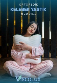 Resim Visco Kelebek Yastık - Özel Ortopedik Boyun Destekli Visco Yastık 57x45x13 Yeşil 