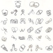 Resim 32 Parça Metal Tel Bulmaca Oyun Seti - Beyin Teaser'lar & Boş Zaman İçin Demir Kilit Zincir Sihirli Oyuncaklar, Gümüş 