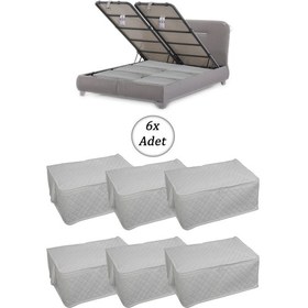 Resim Adarya Home Çekyat Baza Tipi Hurç Baza Alti-Kazak-Yastik-Pike Saklama Hurcu 6 Adet 22 x 40 x 60 Beyaz 