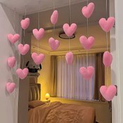 Resim Çekici Pembe Kalp Kapı Perdesi - 7/18 adet, Polyester Sevgililer Günü Dekoru, Partiler & Hediyeler için Mükemmel 