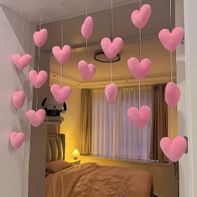 Resim Çekici Pembe Kalp Kapı Perdesi - 7/18 adet, Polyester Sevgililer Günü Dekoru, Partiler & Hediyeler için Mükemmel 