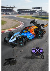 Resim Uzaktan Kumandalı Duman Atan Akrobatik Yarış Arabası 2.4 Ghz, Şarjlı, Işıklı, El Hareket Sensörlü - Mavi & Turuncu Renk Mavi - Turuncu 