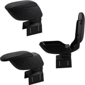 Resim Oto h.i.t. Toyota Yaris 12-14 Uyumlu Kol Dayama ve Kolçak Sürgülü Bardaklıklı Ayarlanabilir Siyah Deri 