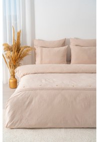 Resim Rivaistanbul Grace Vizon Güpürlü Çift Kişilik %100 Pamuklu Nevresim Seti - 6 Parça Çeyiz Seti Vizon 