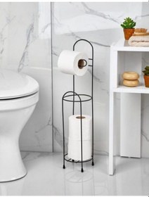 Resim Pratik Wc Tuvalet Kağıtlık Siyah Ferforje Altın - Siyah 
