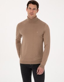 Resim Cacharel Camel Slim Fit Pamuk Karışımlı Balıkçı Yaka Triko Kazak Kahverengi 