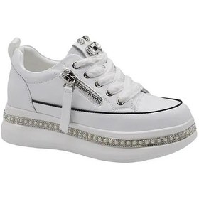 Resim Guja 25y423-4 Gizli Dolgu Taş Sargılı Kadın Sneaker Ayakkabı Bej 