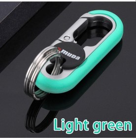 Resim Açık Yeşil Anahtarlık Paslanmaz Çelik Toka Açık Karabina Tırmanma Araçları Çift Halka Araba Anahtarlık Anahtarlık Dayanıklı Anahtarlık 