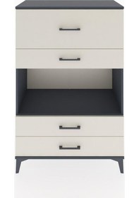 Resim Hyperion Dolap Tek Raflı 4 Çekmeceli 88x44x134 Antrasit-aytaşı Antrasit 
