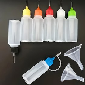Resim 8 Adet Hassas Uçlu Aplikatör Şişeler, 0.34oz İğne Ucu Yapıştırıcı Kapları 6 Rastgele Renk ile, DIY El İşleri, Boyama, Mürekkep, Akrilik Sanat için 2 Mini Huni Dahil - El İşleri Boyama ve Yapıştırıcı Uygulaması için Dayanıklı Plastik Malzeme, El İşleri için Yapıştırıcı 