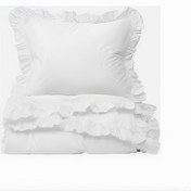 Resim Beyaz fırfırlı çift kişilik nevresim takımı 