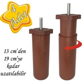 Resim 4 Adet Ayarlı Destek Ayağı 13 X 19 Cm Kahverengi Gizli Ayak Mobilya Kanepe Baza Koltuk Dolap Tv Ünitesi 