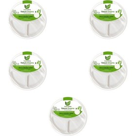 Resim Roll-up Nature Ekolojik Karton Kağıt Tek Kullanımlık 3 Bölmeli Tabak - 26 Cm. - 50 Adetlik 5 Paket 