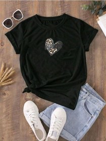 Resim Hamile Gebe T-shirt Mama Kalp Baskılı - Siyah Bisiklet Yaka Oversize Tişört 