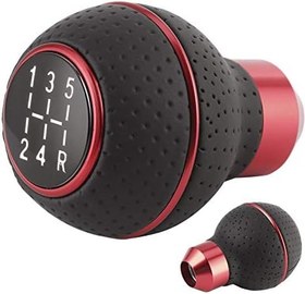 Resim Haofy Vites Topuzu, 5 Vitesli Vites Topuzu Çubuğu Alüminyum Alaşımlı Ve Deri Manuel Otomobil Aksesuarı Vites Değiştirme Topuzu Vites Kolu (C(kırmızı)) 