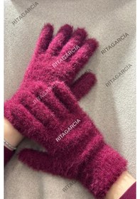 Resim Peluş Uzun Eldiven Bordo 