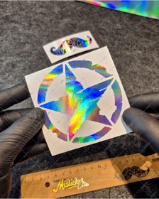 Resim Bay Etiket HLG10V2 Hologram Eskitilmiş Desenli Asker Yıldızı Etiketi 