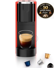 Resim Omnex Ox-Pro Espresso Kapsül Kahve Makinesi – 20 Bar Basınç, Kırmızı 