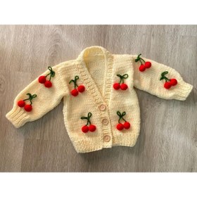 Resim Hobihanem Tuhafiye El Örgüsü Kirazlı Bebek Hırka 