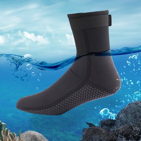 Resim Tek Çift 3mm Neopren Dalış Çorapları, Plaj Çorapları, Derin Dalış ve Şnorkelle Yüzme İçin, Sıcak Tutan ve Soğuk Geçirmez Kaymaz ve Aşınmaya Dirençli Ayak Bileği Koruyuculu Kısa Boru Genişletilmiş Çoraplar 