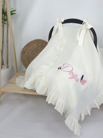Resim Gros Shop Müslin Yeni Doğan 4katlı Organik %100pamuk Kişiye Özgü Nakışlı Hastane Çıkış Seti Kelebek Model-1 Ekru 