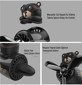 Resim Pervaneli Siyah Klima Süsü Oto Koku Klipsi Sallanan Başlı Pilot Siyah Ayı Araba Hava Ferahlatıcı Maskot 