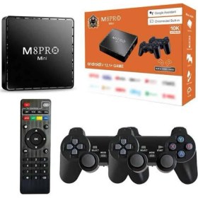 Resim Android Tv Box 2.4g 10K Ultra Hd 2gb Ram 64GB Hafıza 10000 Retro Oyunlu Konsol Game Stick M8 Pro 