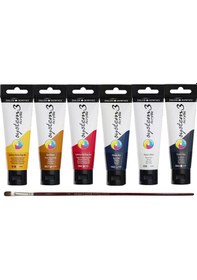 Resim Daler Rowney System 3 Akrilik Boya 150ml 6lı Set + Anka Art Fırça Hediyeli 