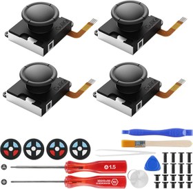 Resim GuliKit Hall Switch Joystick Replacement for Switch Joycon Controller&Switch OLED&Switch Lite, No Drift, Left/Right Hall Sensor Joystick with Repair Kit/Tool and Thumb sticks Ca (2 pair) 