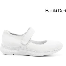 Resim GÖNDERİ(R) Kadın Beyaz Mary Jane Dolgu Taban Hakiki Deri Ayakkabı 
