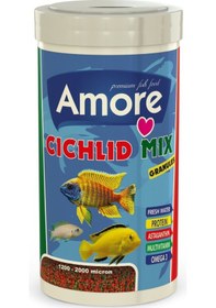 Resim Cichlid Mix Granules 1000ml ve Spirulina Garlic 250ml Balık Yemi 
