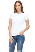 Resim Tutku Elit Kadın Beyaz 3'Lü Paket Sıfır Yaka Likralı T-shirt 