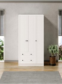 Resim Kuzeylife Elegante Modern Tasarımlı Membran Kapaklı 3 Kapılı Gardırop (50 cm Derinlik) 