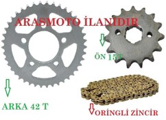 Resim Mondial Drift L 125 Zincir Dişli Seti Oringli Gold Zincir ARKA 42 Dişli - ÖN 15 Dişli ARASMOTO 