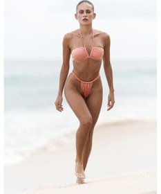 Resim Mai Collection Mai Studios Co. Bunga Bağlamalı Büzgü Detay Bikini Üstü - Somon Somon 