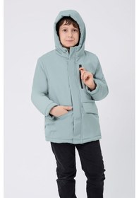 Resim Firststops Erkek Çocuk Mint Yeşil Içi Kürklü Su Ve Rüzgar Geçirmez Kapüşonlu 3 Cep Kışlık Mont & Kaban & Parka Mint Yeşili 