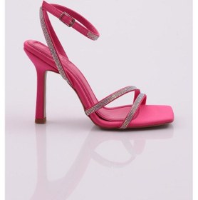 Resim Dgn 2026 Kadin Silver Taşli Bilekten Kemer Bağlamali Topuklu Sandalet 2026-2219-R3045 Fuşya 