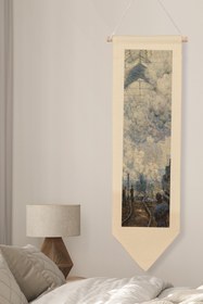 Resim Duvar Halısı Pinterest Oda Dekoru, Monet Sanat Serisi, 100cm Kanvas Flama Askılı Duvar Örtüsü NO:629 - Renkli - 7 / 30 x 100 