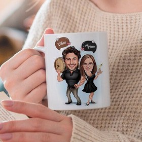 Resim Karikatürlü İçkici Çiftler Kupa Bardak 