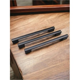 Resim Köprü Mutfak Kulbu Çekmece Dolap Kulpu Metal Kulp Mobilya Dolabı Kulpları 96-128 mm Siyah(6 Adet) 