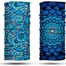 Resim Dair Lacivert Mandala Desenli 2'li Set Boyunluk Bandana Outdoor Balaklava Yüz Maskesi Kafa Bandı 